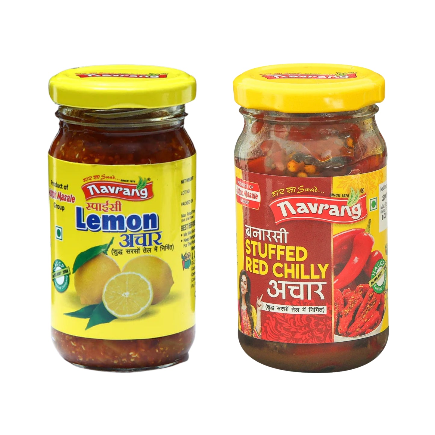Combo of Banarsi Red Stuffed Chili Pickle 200g - Lemon Pickle 200g