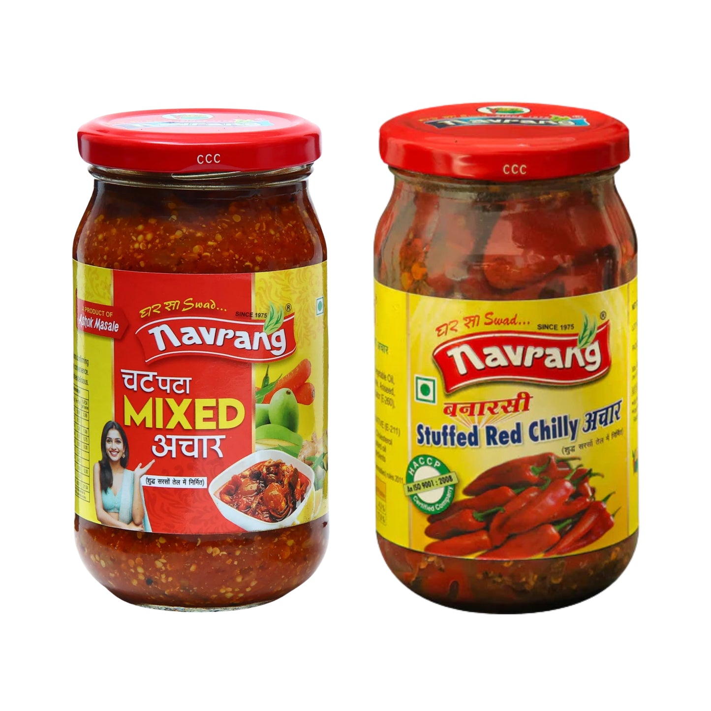 Combo of Mixed Pickle 400g - Banarsi Red Stuffed Chili Pickle 400g