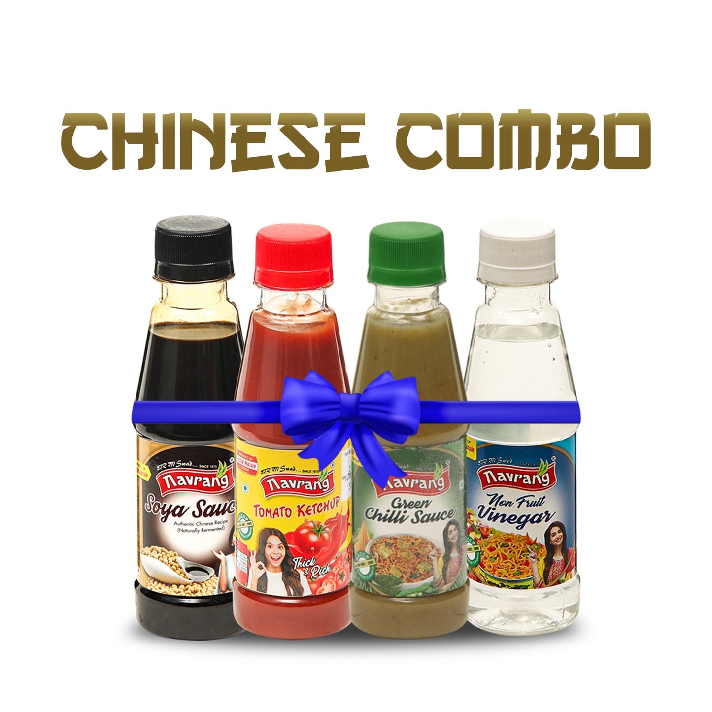 Chinese Combo of Soya Sauce, Tomato Ketchup, Green Chilly Sauce & Vinegar- Each 200 Gram