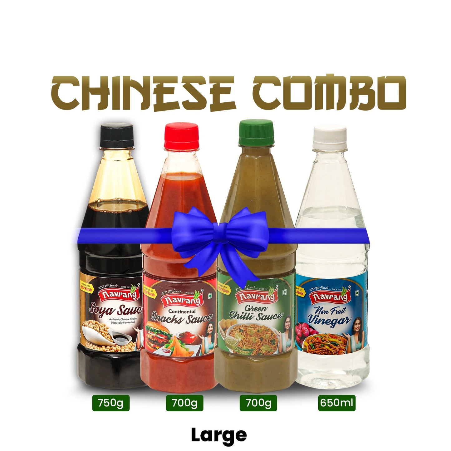 Chinese Combo of Soya Sauce, Continental Sauce, Green Chilly Sauce & White Vinegar